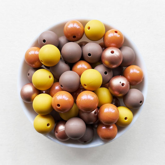 15mm Fall Assorted Round Silicone Beads, Bulk Loose Beads