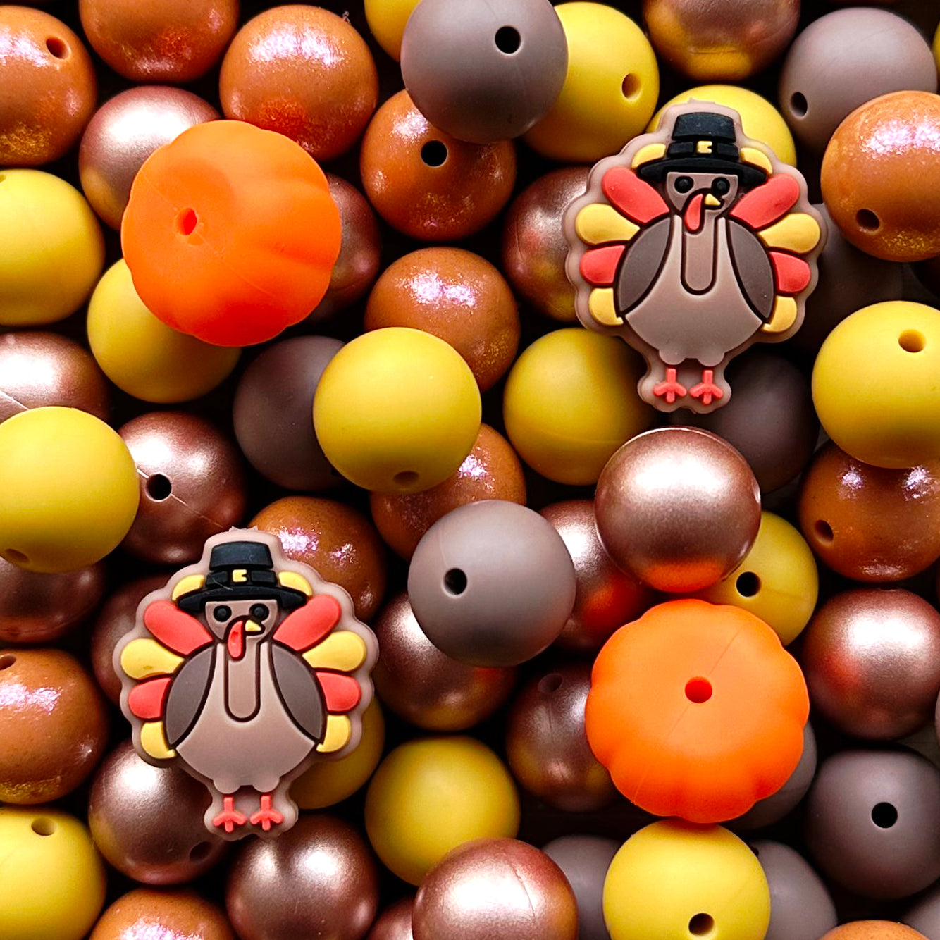 Thanksgiving Turkey Pumpkin Silicone Beads Pack