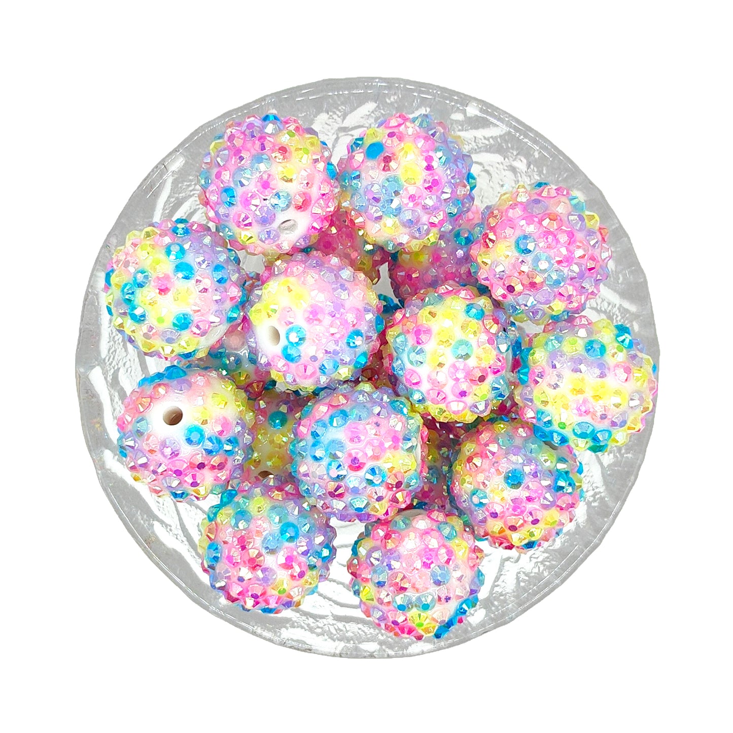 20mm Candy Confetti Rhinestone Bubblegum Acrylic Beads