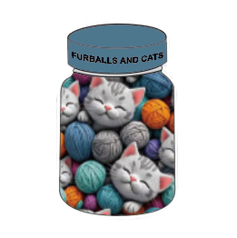 Cat And Yarn Ball in Jar Print Focal