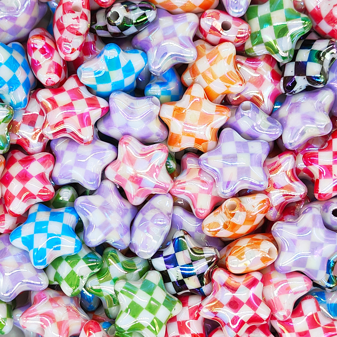 Check Star Acrylic Focal Beads,Assorted Beads for Keychain