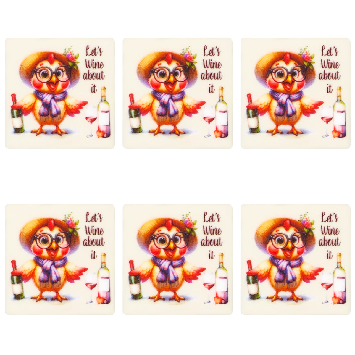 Chicken Wine Funny Animal Square Print Focal