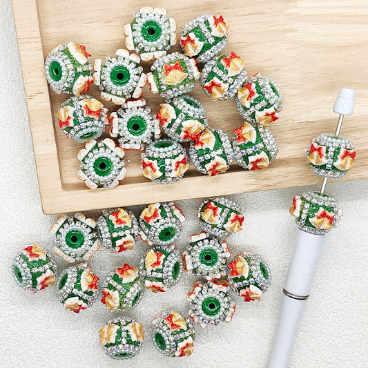 Christmas Bell Rhinestone Acrylic Sparkly Beads,Loose Beads