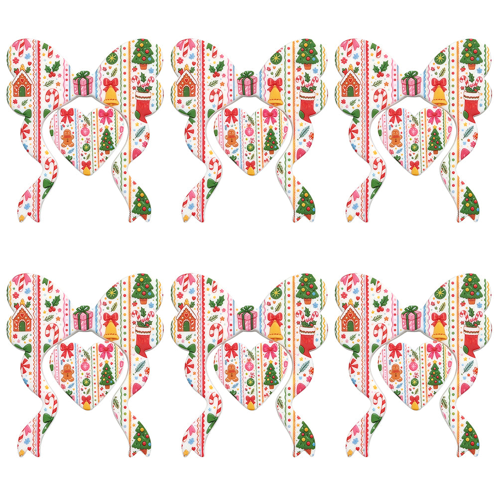 Christmas Bow Heart Print Focal