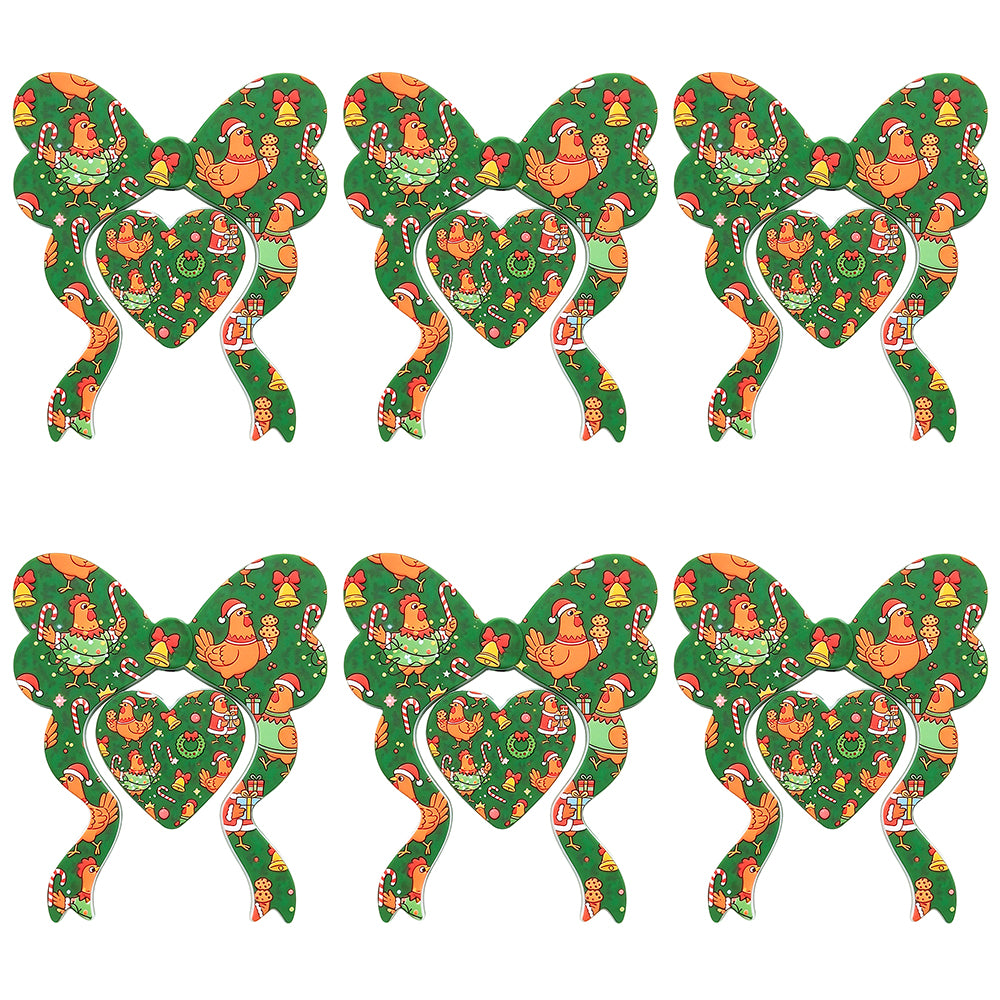 Christmas Chicken Bow Heart Print Focal