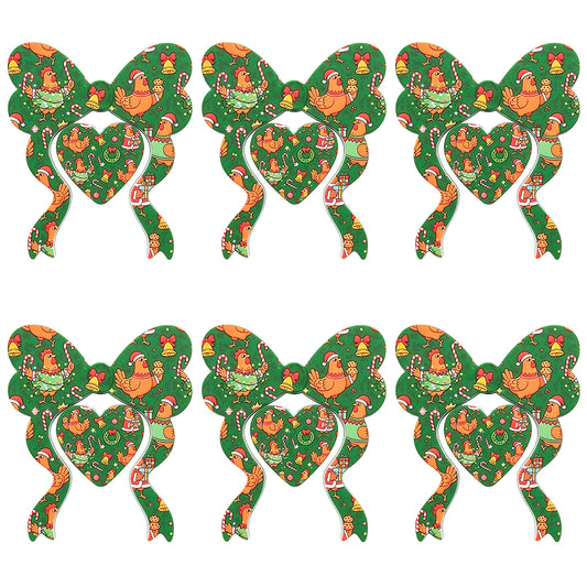 Christmas Chicken Bow Heart Print Focal
