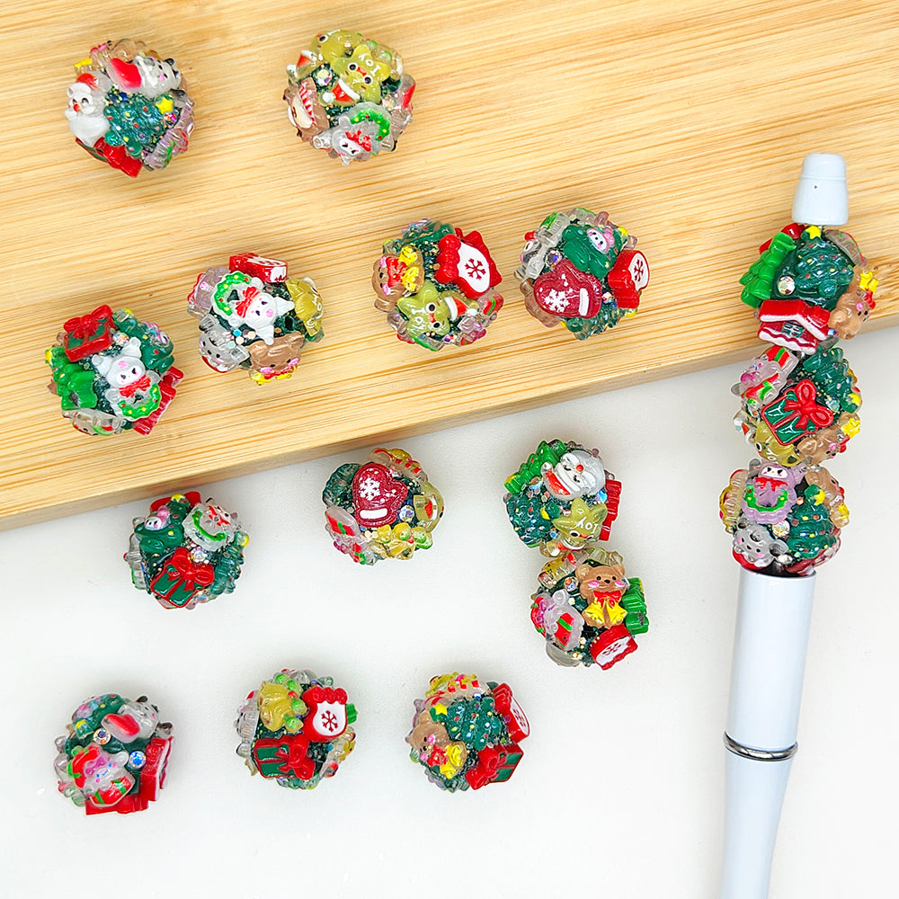 Christmas Fancy Polymer Clay Beads,Pen Charm Beads
