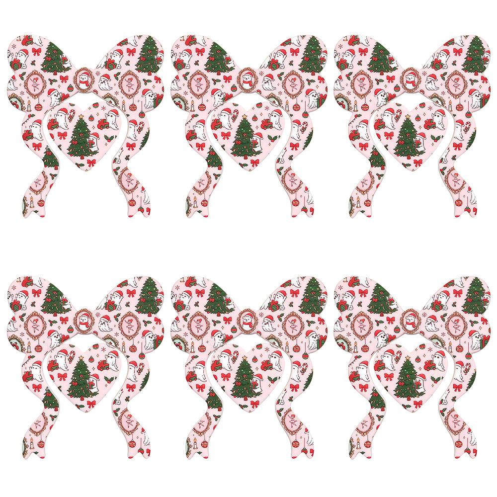 Christmas Ghost Bow Heart Print Focal