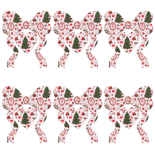 Christmas Ghost Bow Heart Print Focal