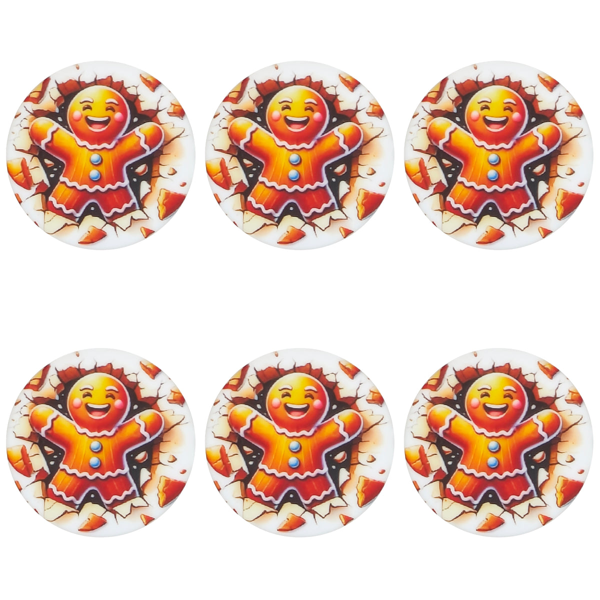 Christmas Gingerbread Print Flat Round Focal