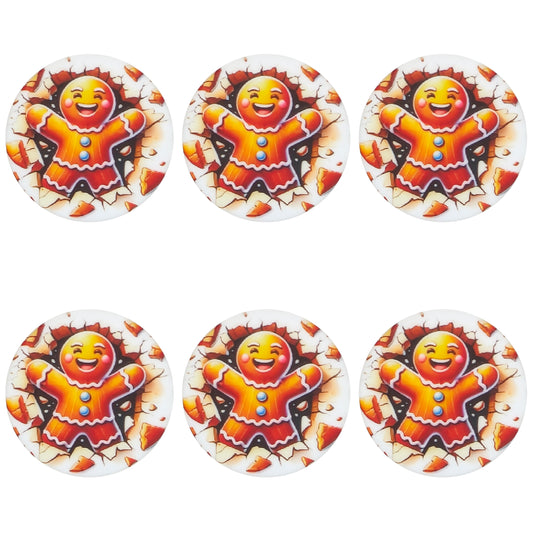 Christmas Gingerbread Print Flat Round Focal