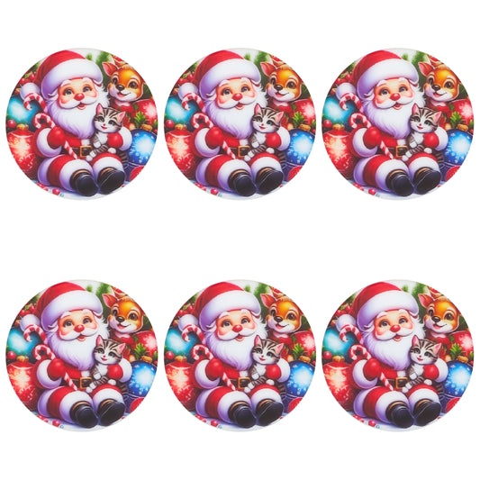 Christmas Santa Print Flat Round Focal