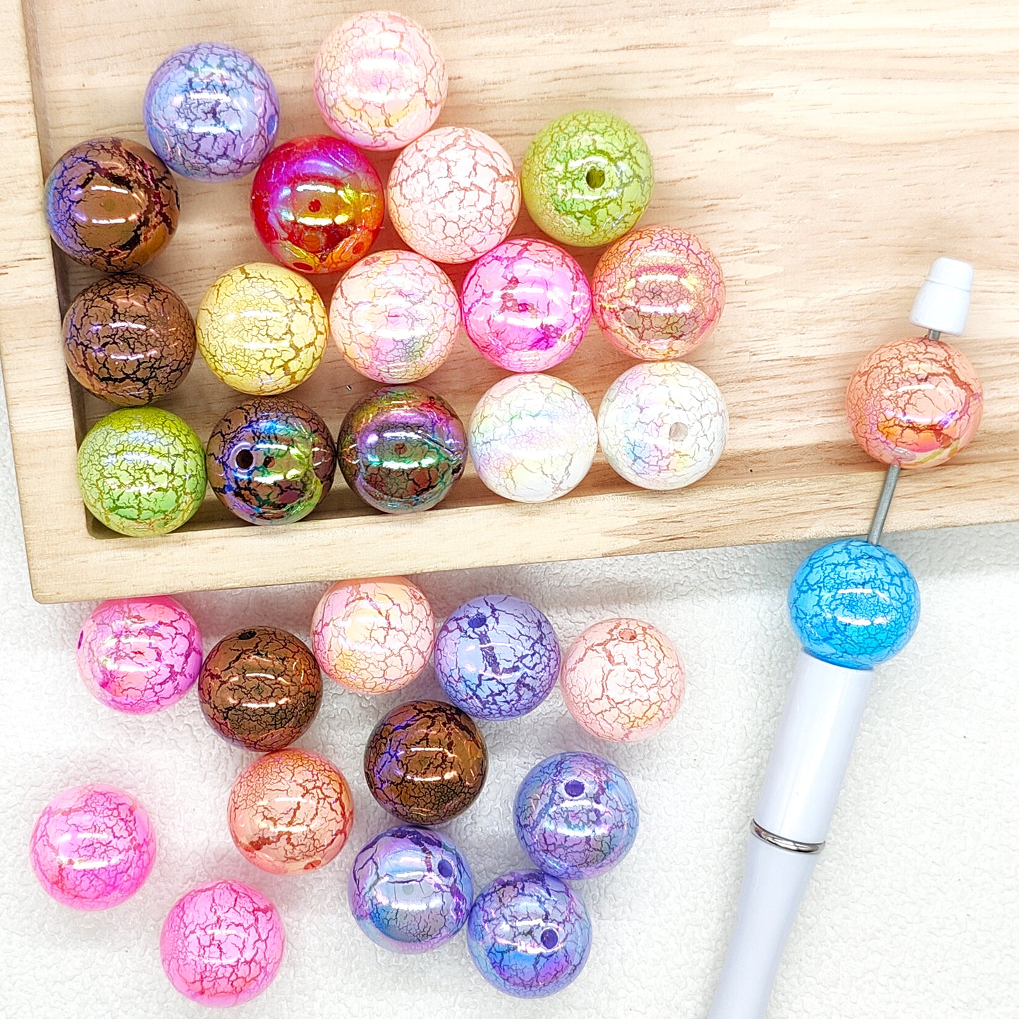 Chunky 20mm UV Cracked Acrylic Beads,Bubblegum Beads