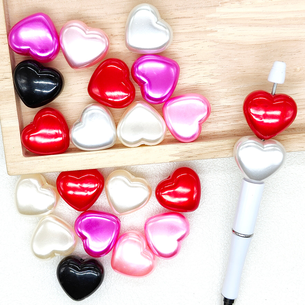 Chunky Heart Acrylic Mixed Color Bead for Keychain