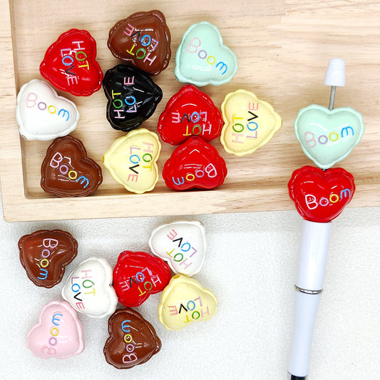 Chunky Love Heart Balloon Acrylic Beads for Valentines Day Gift