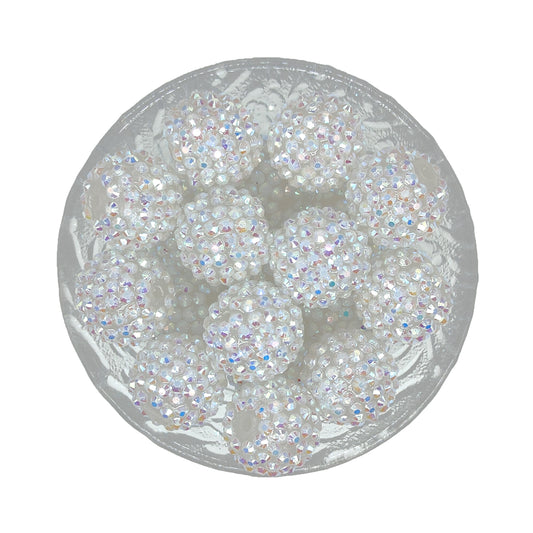 20mm Clear White AB Rhinestone Bubblegum Acrylic Beads
