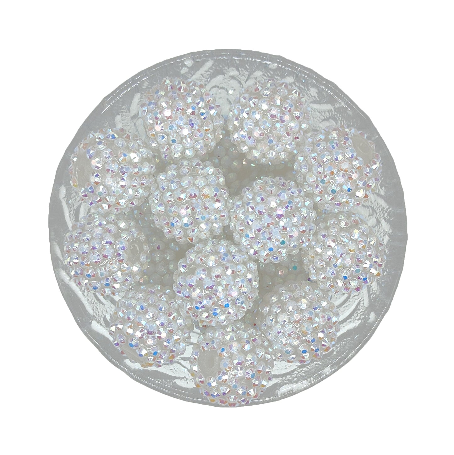 20mm Clear White AB Rhinestone Bubblegum Acrylic Beads