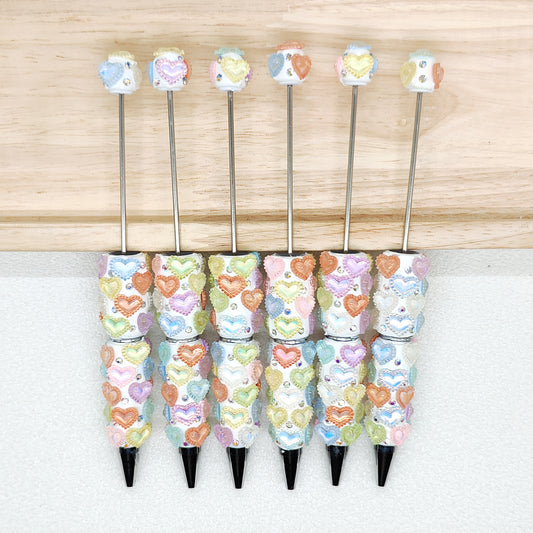 Colored Heart Polymer Clay Pens,Fancy Beadable Pen