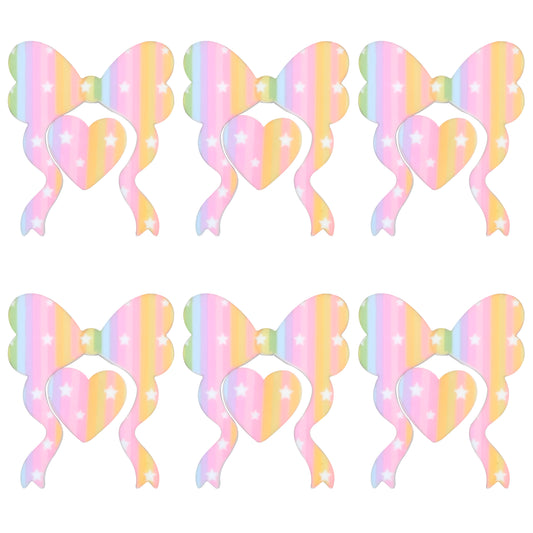Colored Stripe Star Bow Heart Print Focal