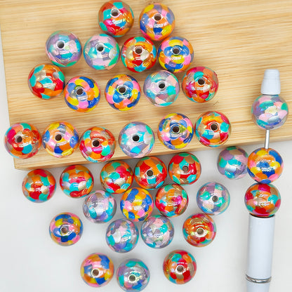 Colorful Egg Print UV 16mm Acrylic Beads,Gumball Beads Mix