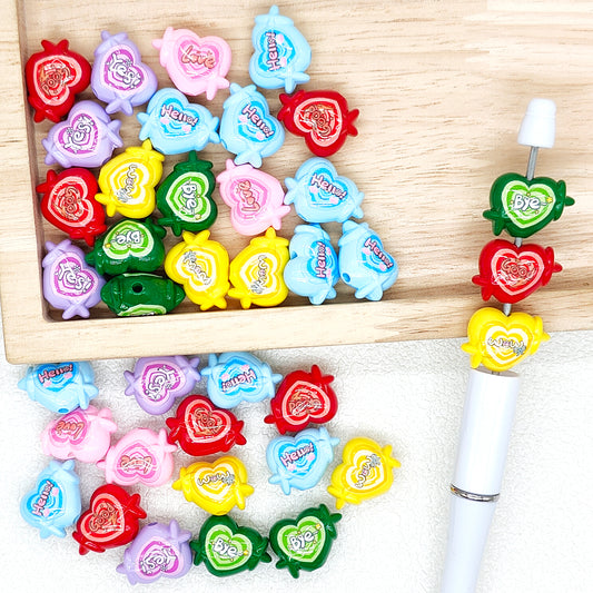 Colorful Heart Assorted Acrylic Print Beads