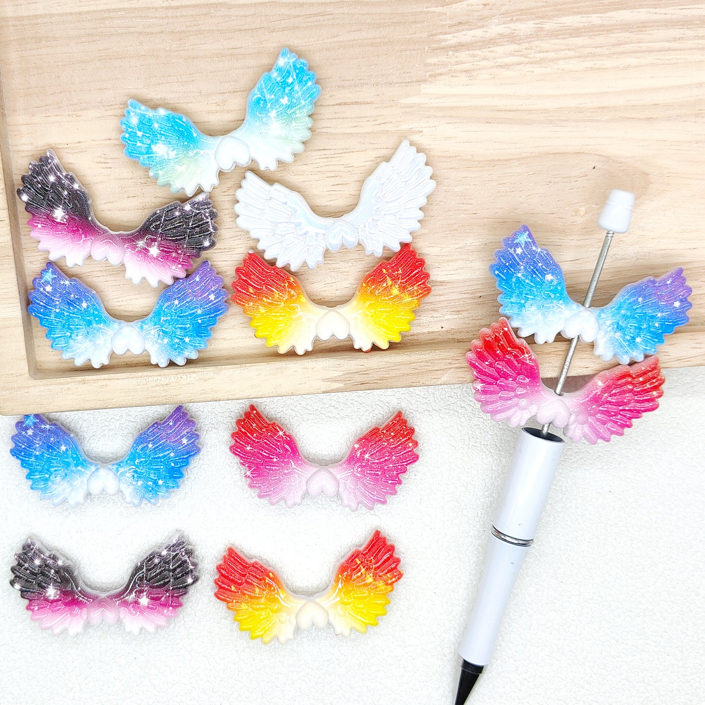 Colorful Wing Shape Mixed Color Acrylic Beads,DIY Pen
