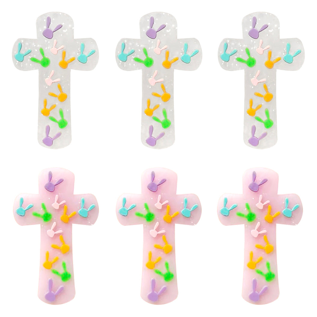Cross Rabbit Glitter Easter Focal