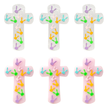 Cross Rabbit Glitter Easter Focal
