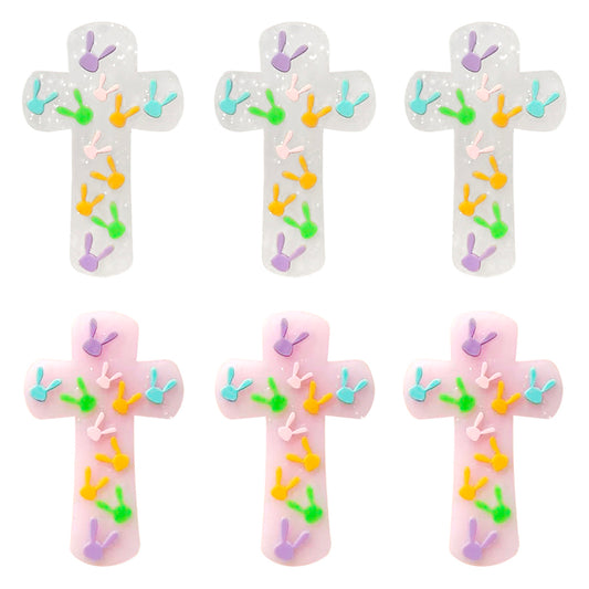 Cross Rabbit Glitter Easter Focal