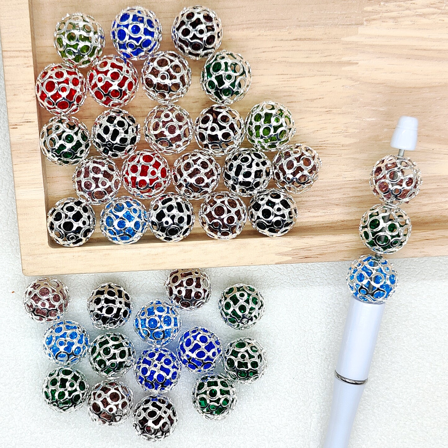 Crystal Metal Hollow Ball,17mm Cage Beads,Rhinestone Beads
