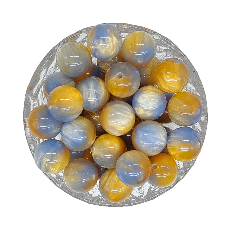 16mm Round Grey Gold Pearlescent Acrylic Beads