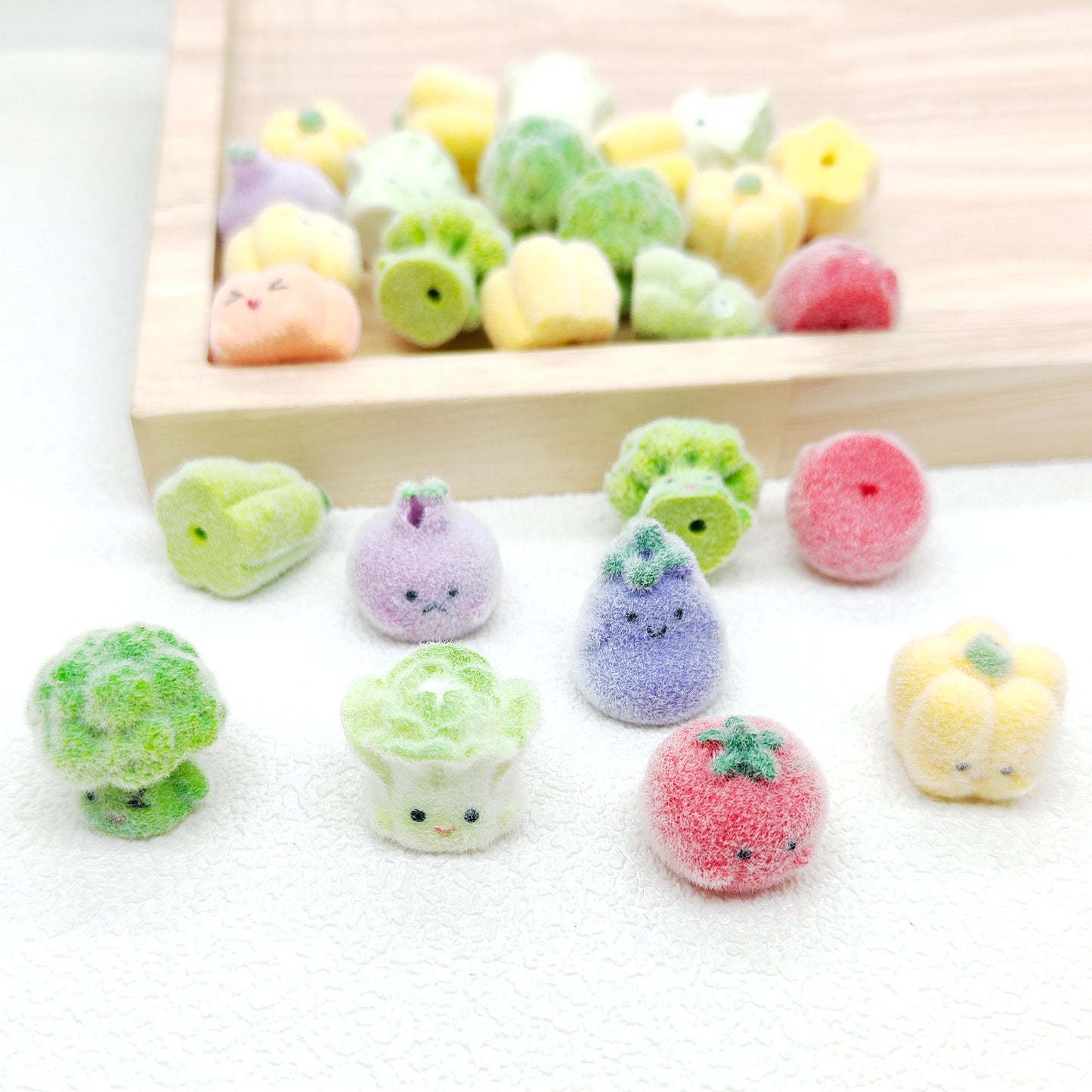 Vegetable Flocked Acrylic Beads Assorted,for Pen Beadable