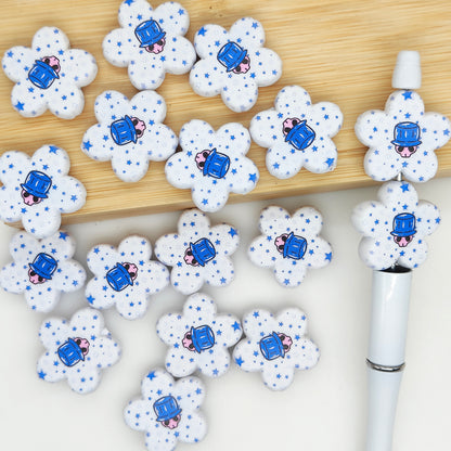 28mmPrint Flower Shaped Acrylic Beads