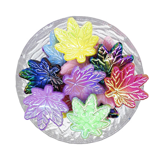 Mix UV Acrylic Maple Leaf Focal Beads, Pen Beads