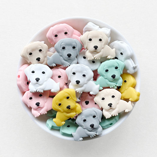 Random Mix Color- Labrador Dog Silicone Beads 28*22mm