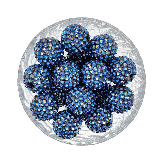 20mm Dark Blue Rhinestone Bubblegum Acrylic Beads