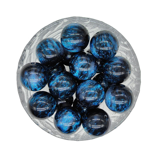 20mm Dark Blue Glitter Chunky Bubblegum Acrylic Beads