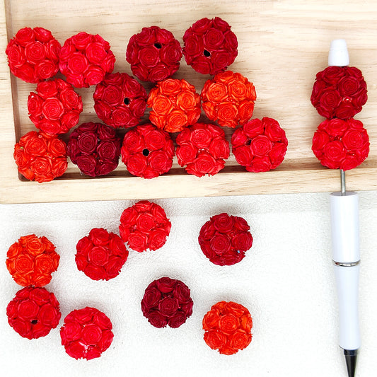 22mm Rose Flower Polymer Clay Fancy Focal Beads