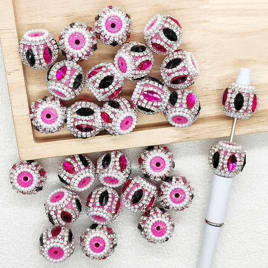 Christmas Rhinestone Rose Red Acrylic Beads,Gem Crystal Fancy Beads
