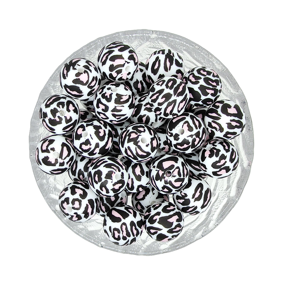 15mm Round Print Silicone Beads