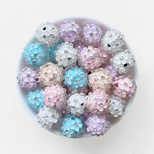 20mm Sparkle Daisy Flower Ball Rhinestone Clay Beads