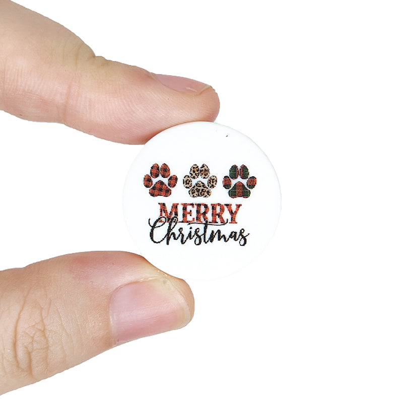 Merry Christmas Dog Paw Print Focal