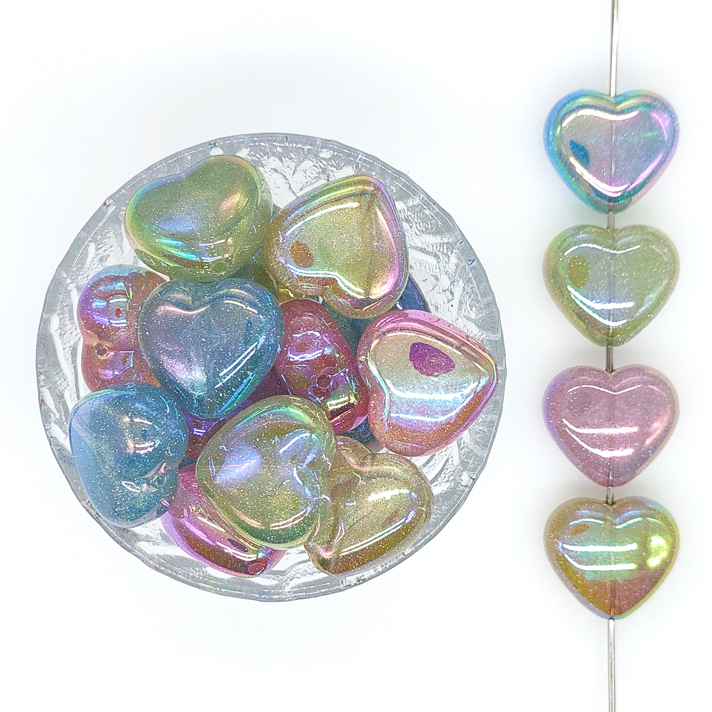 Opal Heart Bubblegum Acrylic Beads-Mix Color