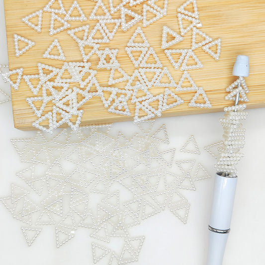 100Pcs 12mm Triangle Faux Pearl Acrylic Spacers