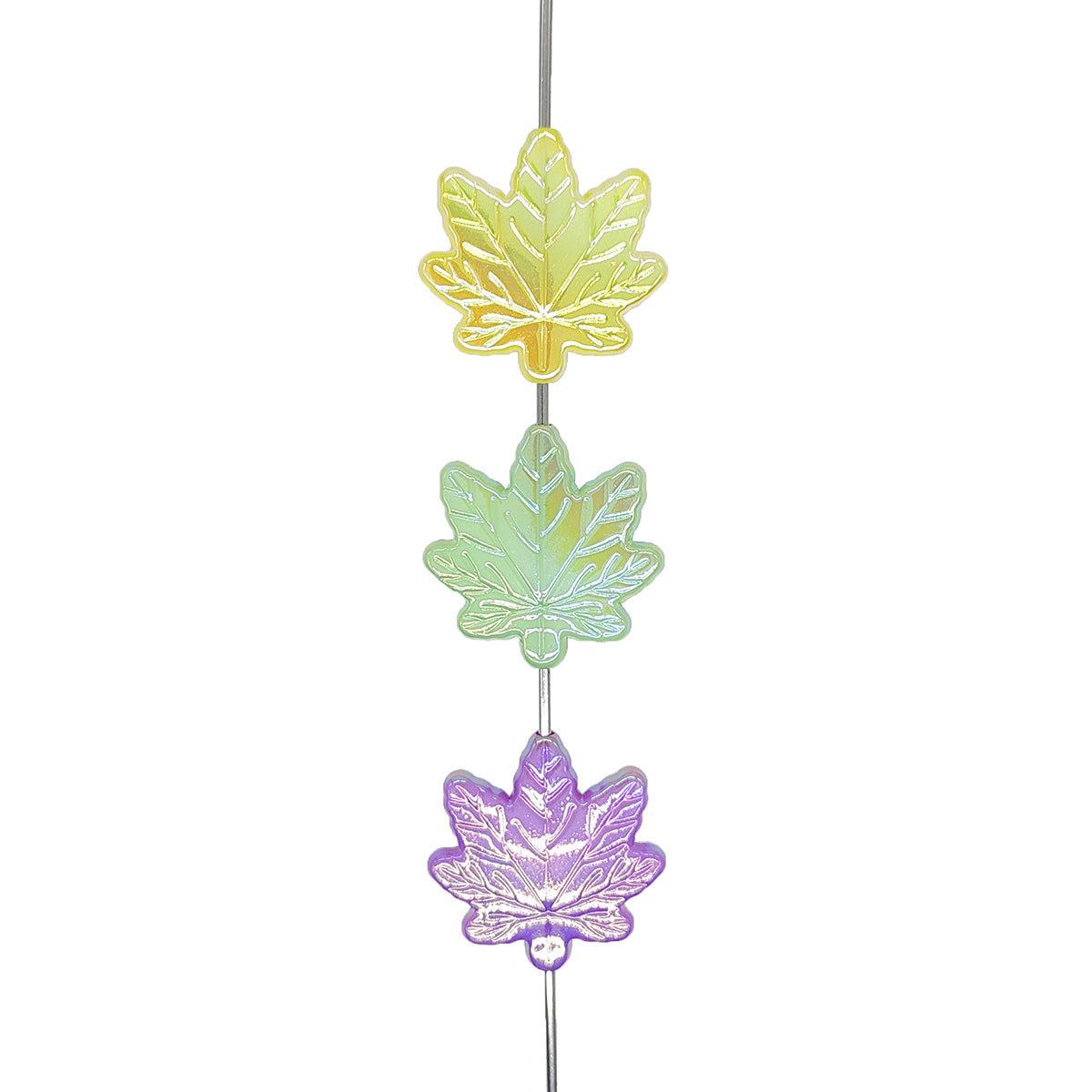 Mix Iridescent Acrylic Maple Leaf Focal Beads, Pen Beads