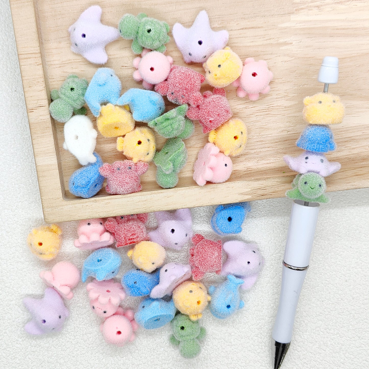 Sea Animal Assorted Flocked Acrylic Beads,Shape Focal Beads