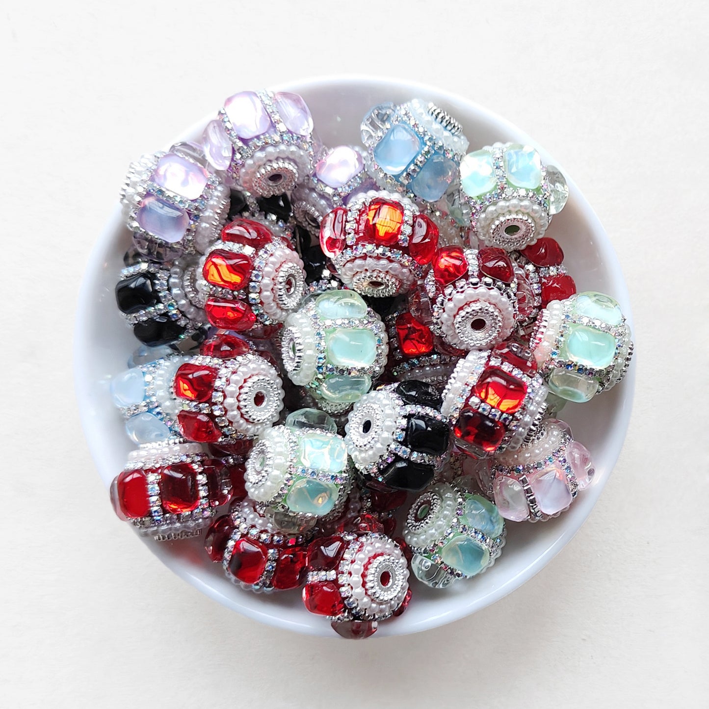 Bling Rhinestone Sparkle Acrylic Ball, Shiny Bubblegum Beads