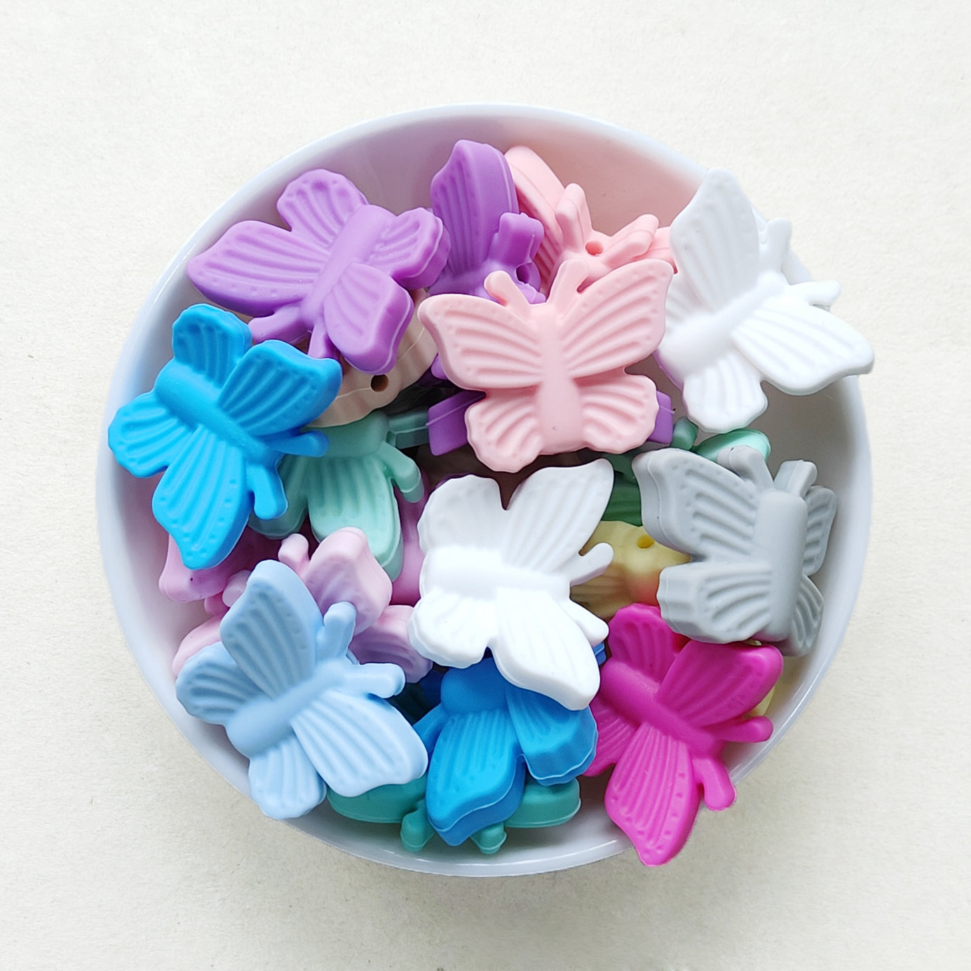 3D Butterfly Silicone Beads Random Mix Color- 24*32mm