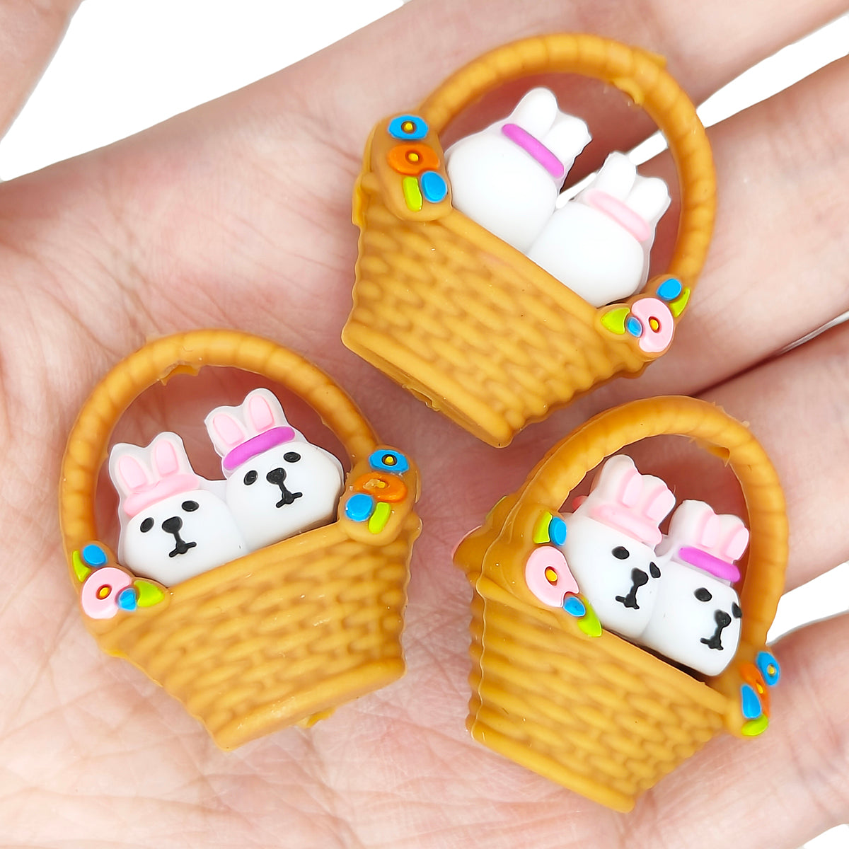 3D Rabbit in Basket Easter Focal