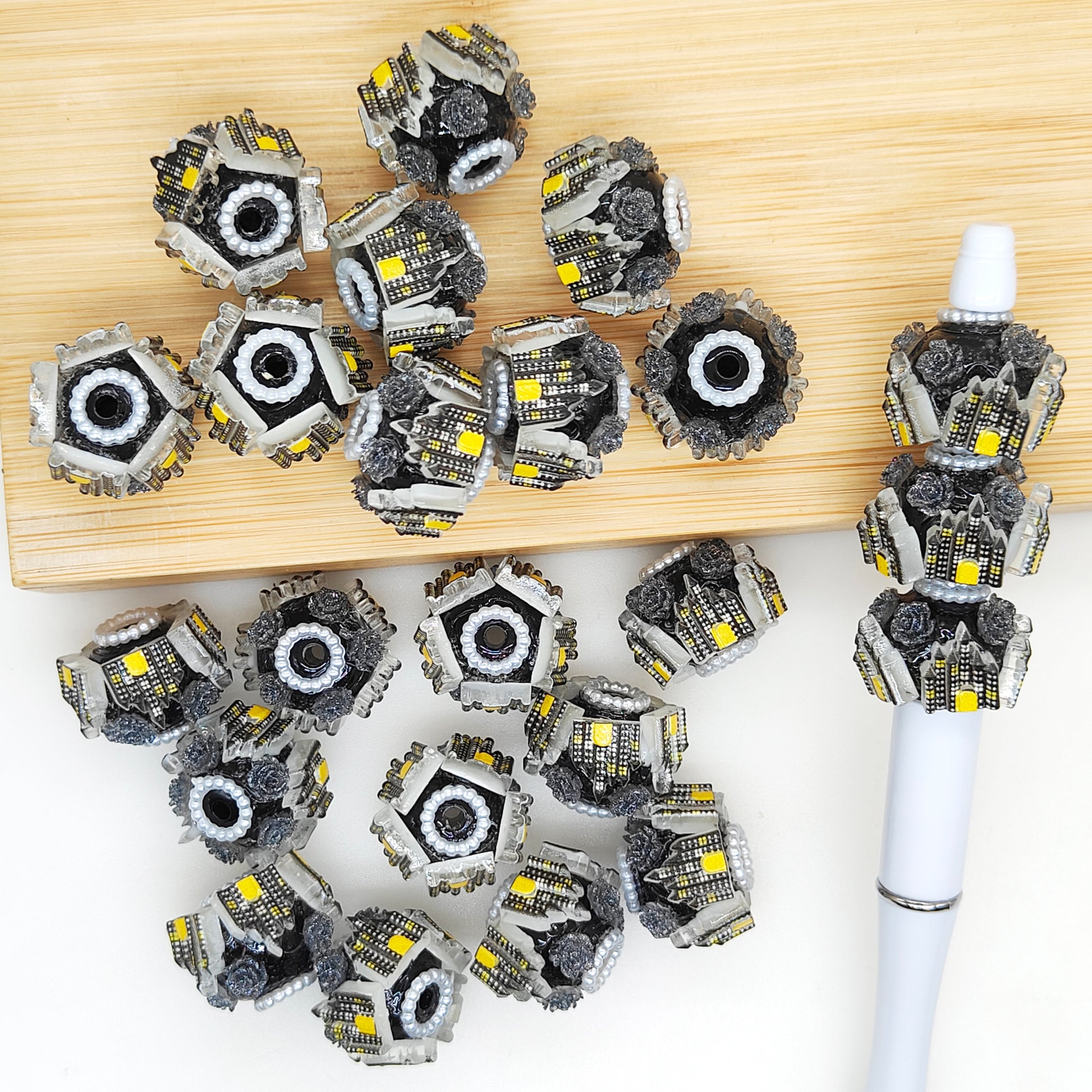 Fancy Acrylic Haunted House Focal Beads,Pen Beads